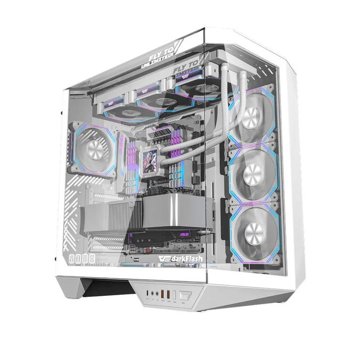 Gambar darkFlash DY470 ATX PC CPU Case - Tempered Glass Casing - Putih dari Jaya PC undefined Tokopedia
