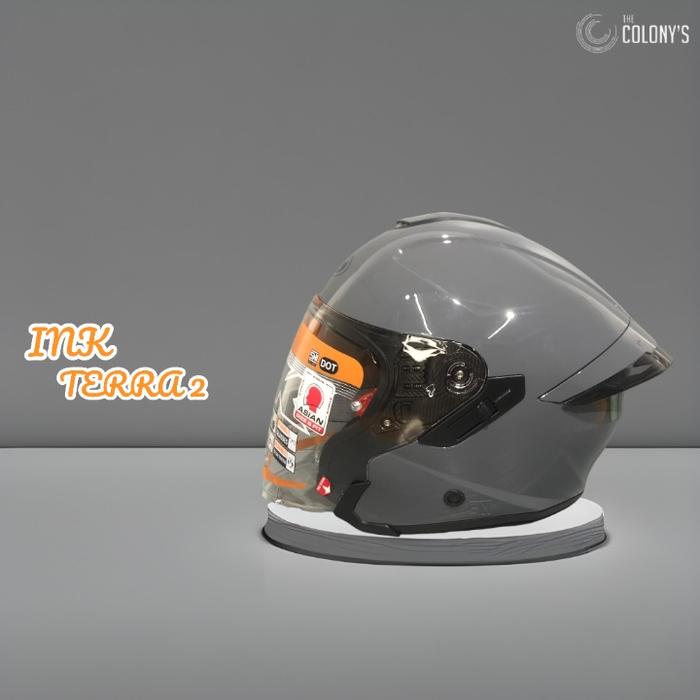 Gambar HELM INK TERRA 2 SOLID WHITE PULL WARNA ORIGINAL - GORILLA GREY, L dari Thecolonys undefined Tokopedia