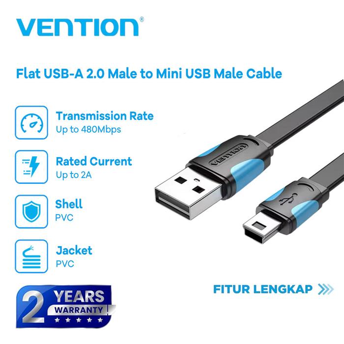 Gambar Vention Kabel Data Mini USB Type B for Harddisk - VAS-A14, 1 Meter dari Digital Asia Komputama undefined Tokopedia