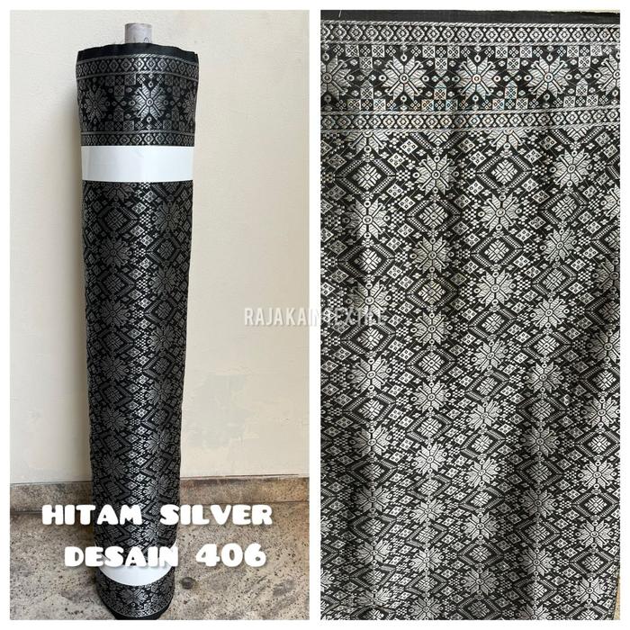 Gambar Bahan / Kain songket tenun semi Palembang 0.5 meteran kebaya songket - HitamSlvrD406 dari Raja Kain Textile undefined Tokopedia