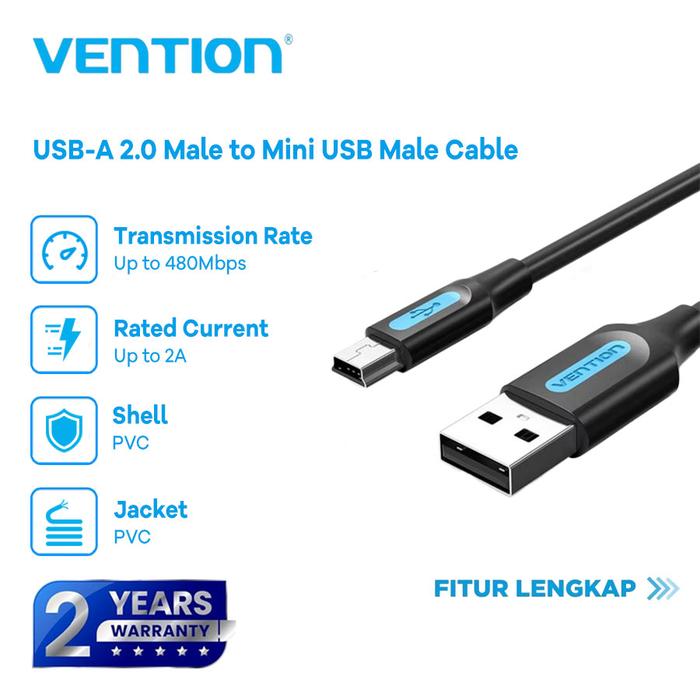 Gambar Vention Kabel Data Mini USB Type B for Harddisk - COMB, 0.5 Meter dari Digital Asia Komputama undefined Tokopedia