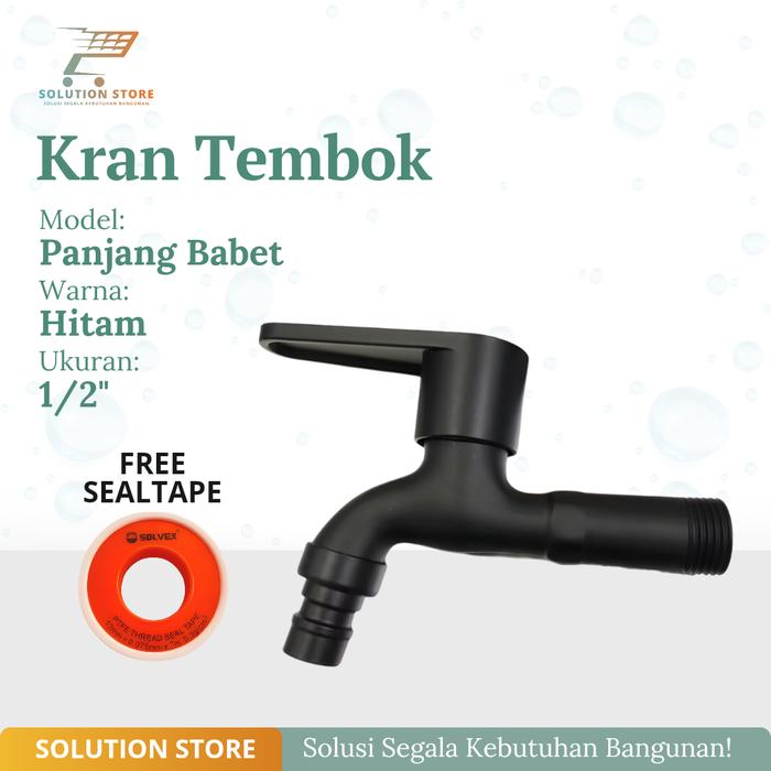 Gambar Kran Tembok / Kran Air / Kran Taman Minimalis / keran mesin cuci - Hitam dari Solutionn Store undefined Tokopedia