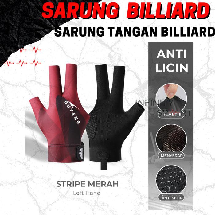 Gambar Sarung tangan billiard Glove billiard Guteng - STRIPE MERAH dari Infinity Sportt undefined Tokopedia