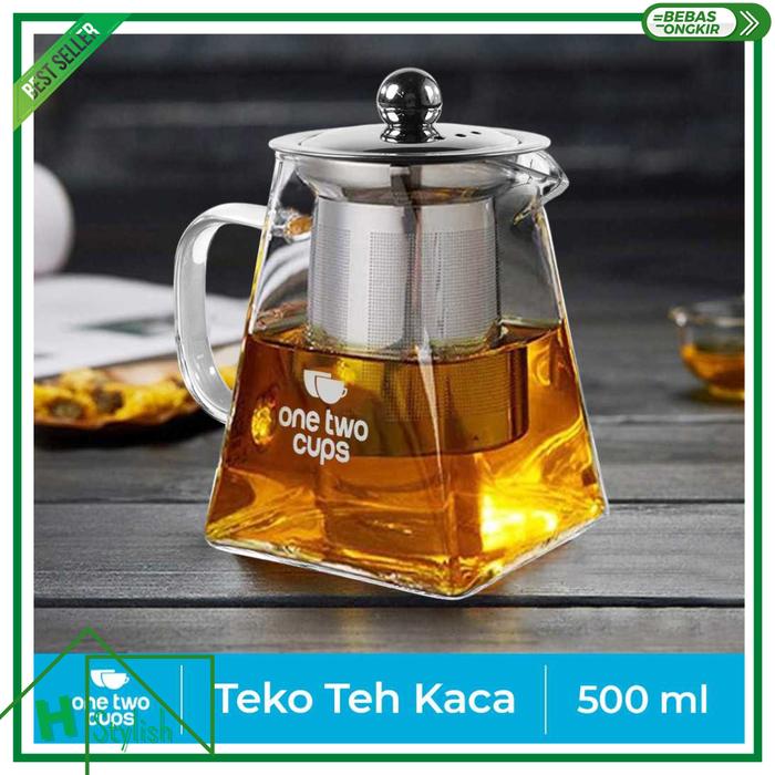 Gambar Teko Teh Kaca Kotak Tahan Panas Api Glass Teapot Dengan Saringan - 500ml dari HomeStylishShop undefined Tokopedia
