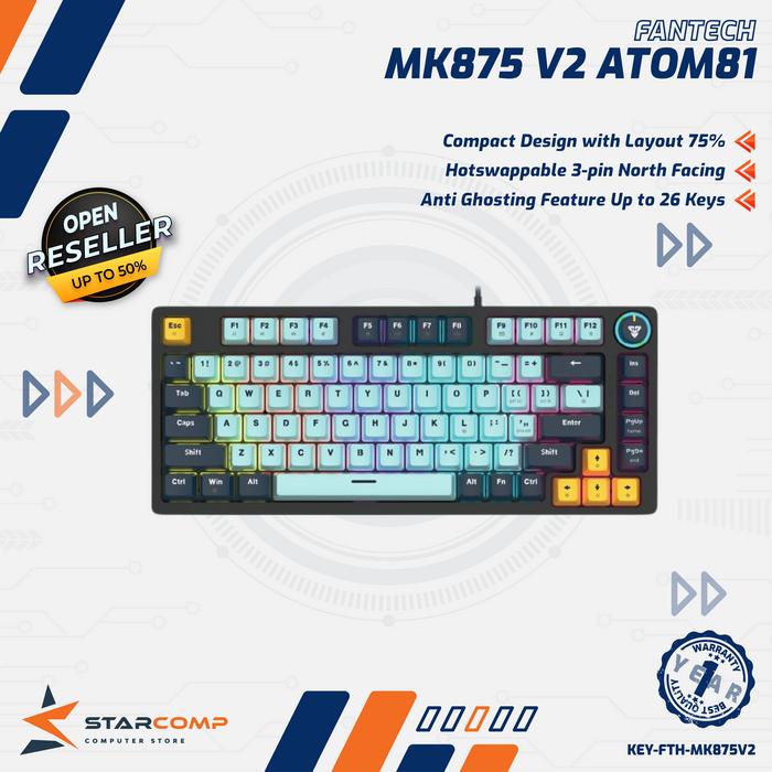 Gambar Fantech ATOM81 MK875 V2 Keyboard Mechanical Mizu Edition - Sky Blue, Rosie Switch dari Starcomp Semarang Kota Semarang Tokopedia