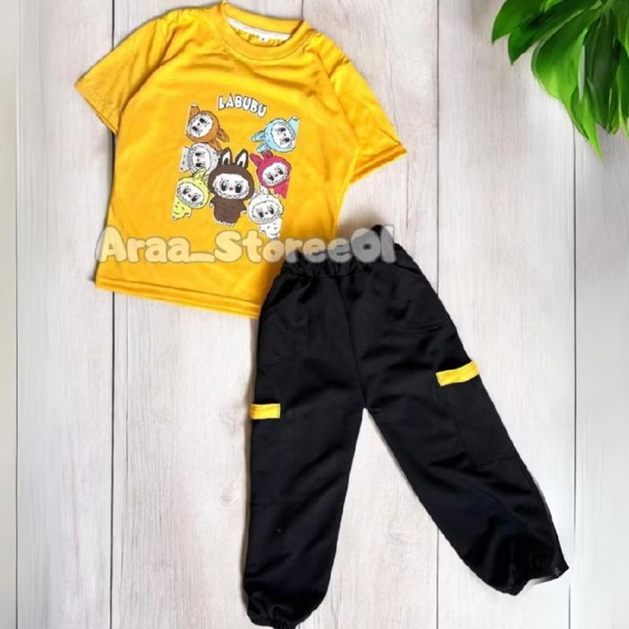 Gambar LABUBU ANAK Labubu Setelan Kaos Anak Perempuan celana Joger Cargo Usia 1 sampai 10 tahun - Kuning, 7-8 tahun dari ivan sanroy undefined Tokopedia