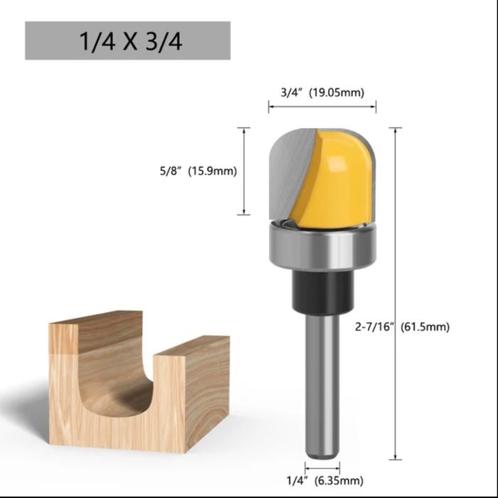 Jual Mata Router Kayu Round Cove Bit BEARING Shank 1/4 - 3/4 (19.05 mm ...