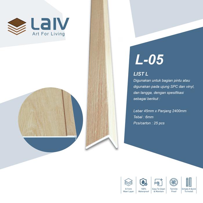 Gambar LAIV List Siku L PVC Step Nosing Lantai Tangga Vinyl SPC Lis Parkit Ending PVC List Parket - L-01 - L-05 dari decor style undefined Tokopedia