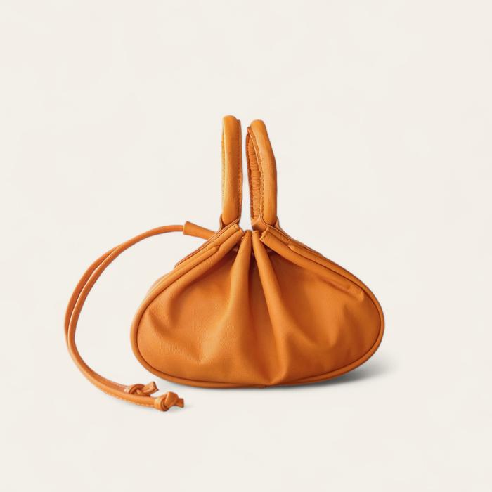 Gambar Hand Bag Serut Wanita Kulit Domba Formal Kasual Aikori Lamb Leather CR-423 - Orange dari Aikori Natural Leather undefined Tokopedia