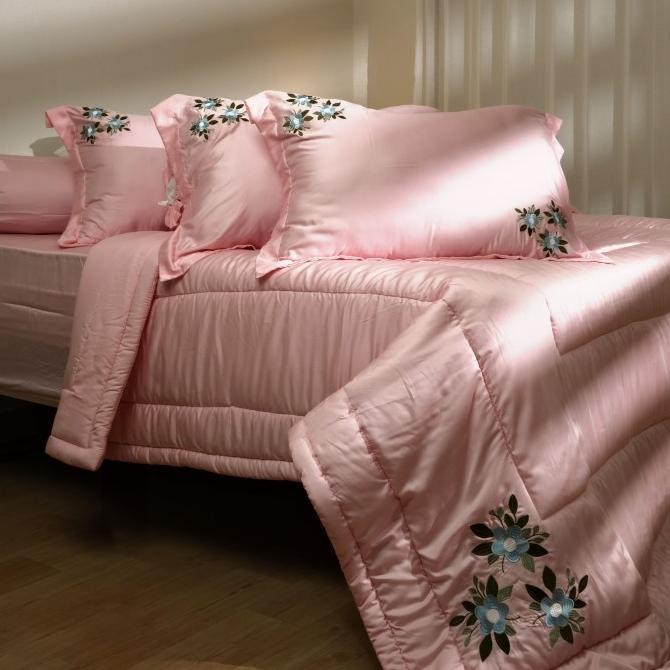 Gambar Sprei Set Bedcover Tencel Bordir Soulmate Bedsheet - Pink Raras, 160x200 + BC dari Dunia - Belanja undefined Tokopedia