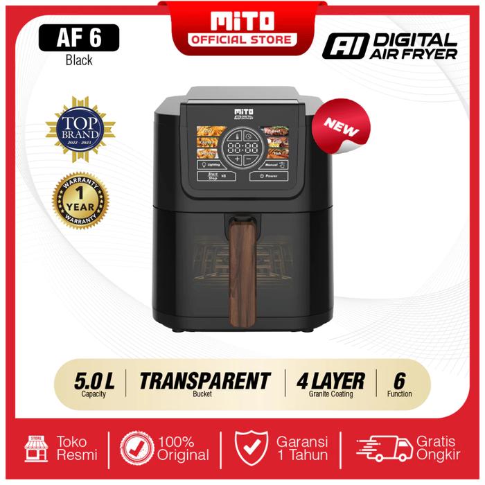 Gambar MITO AIR FRYER SMART AI-FRYER AF 6 / AF 6 AI-FRYER DIGITAL LOW WATT KAPASITAS 5 LITER TOUCH SCREEN LED - MITO AF 6 PUTIH dari WIJAYA ELEKTRONIK SEMARANG undefined 5 Tokopedia