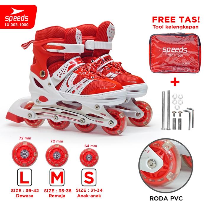 Gambar Sepatu Roda Dewasa New Inline Skates INTERFUN FreeStyle Comfortable - 1000 MERAH PVC, L dari Calary Toys undefined Tokopedia
