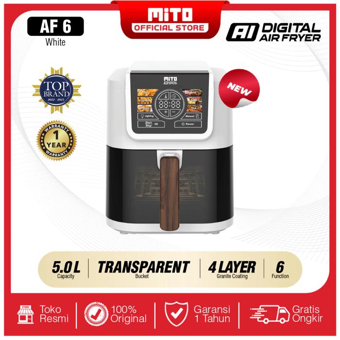 Gambar MITO AIR FRYER SMART AI-FRYER AF 6 / AF 6 AI-FRYER DIGITAL LOW WATT KAPASITAS 5 LITER TOUCH SCREEN LED - MITO AF 6 PUTIH dari WIJAYA ELEKTRONIK SEMARANG undefined Tokopedia