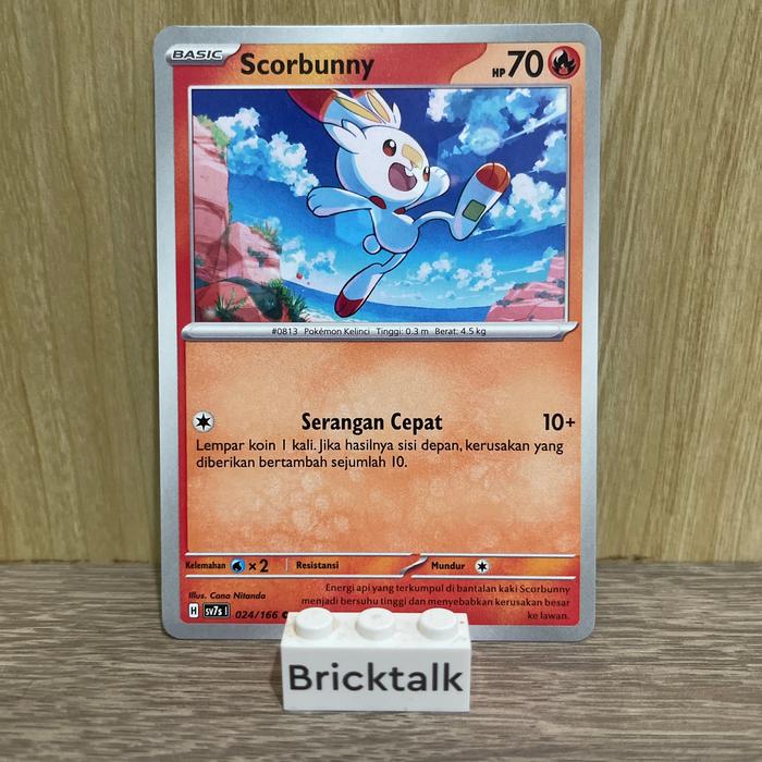 Gambar TCG SV7S Scorbunny 024/166 C / Raboot 025/166 C / Cinderace EX RR 026/166 Trading Card Game Bahasa Indonesia - Scorbunny dari bricktalk undefined Tokopedia