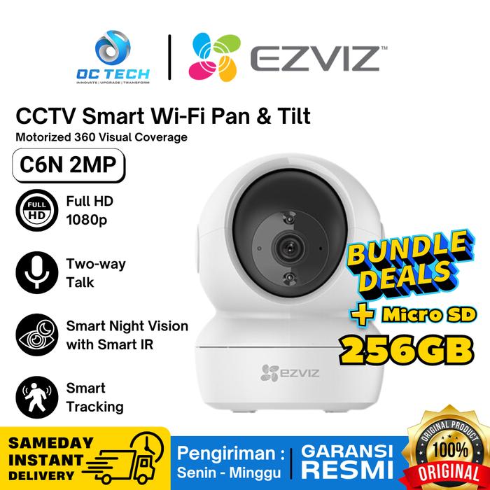 Gambar Camera CCTV Indoor Ezviz C6N 4MP 2K Smart Wifi Pan Tilt IP 360 Derajat Vision With Micro SD Card Original Garansi Resmi - C6N 2MP + 256GB dari OC Tech undefined Tokopedia