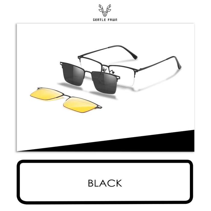 Gambar Gray Pink Kacamata Clip on 3in1 Polarized Night Vision Bisa Minus Model Kotak Half Rim Bahan Metal Kokoh Bisa Untuk Pria dan Wanita 7652 - BLACK, CLIP ON SAJA dari Gray Pink undefined Tokopedia