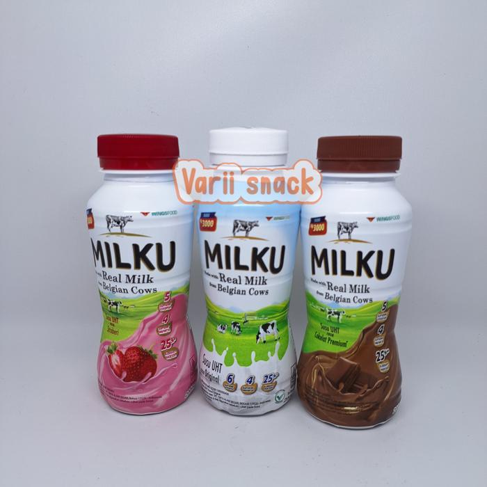 Gambar Milku Real Milk Belgian Cows Rasa Coklat Stroberry Original 200 ml - Original dari Varii Snack undefined Tokopedia