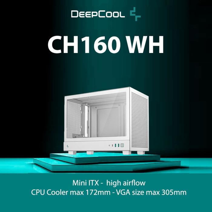 Gambar DEEPCOOL CH160 BLACK MINI ITX SFF PC CASE CASING GAMING CHASSIS - WHITE dari MAXCOM ONLINE undefined Tokopedia