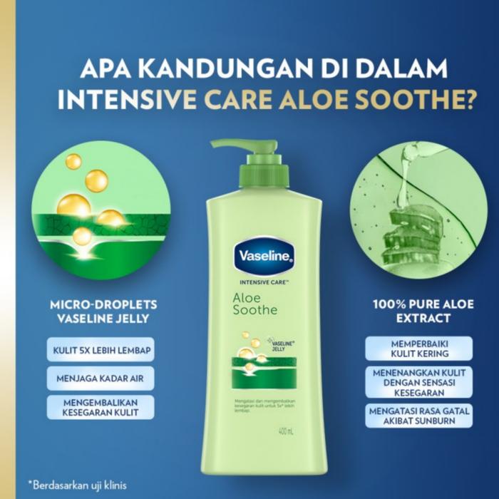 Gambar VASELINE Body Lotion 400 ml Pump-Healthy Bright-Perfect 10/SPF 24 SPF24 PA++ Sun Pollution/UV Extra Brightening-Intensive Care-Advanced Strength/Aloe Soothe/Cocoa Radiant - IC ALOE S 400ML dari NFS Tokopedia Shop undefined Tokopedia