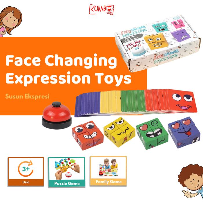 Gambar Mainan Edukasi Anak Susun Ekspresi Face Changing Rubik Cube - Susun Ekspresi dari Kumboid undefined Tokopedia