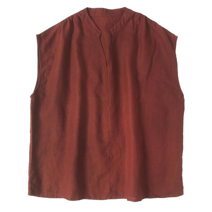 Gambar BLUS KUTUNG LINEN PREMIUM MERAH COKLAT V NECK OVERSIZE KOREA IMPORT - Merah dari Paisley & Sage undefined Tokopedia