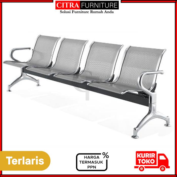 Gambar kursi tunggu bandara 4 dudukan / kursi tunggu besi - silver, DIRAKIT dari Citra furniture undefined Tokopedia
