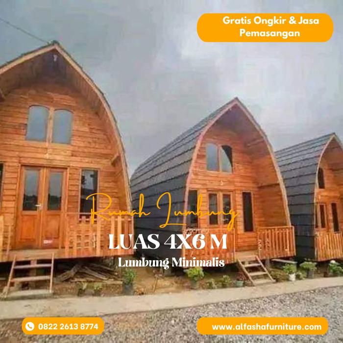 Gambar Rumah Kayu Lumbung | Rumah Bungalow | Rumah Segitiga Kayu dari Alfasha furniture jepara undefined Tokopedia