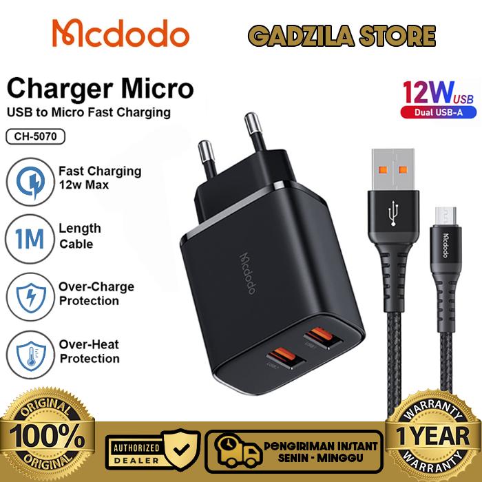 Gambar MCDODO Kepala Adaptor Charger Dual Port USB A Fast Charging 10w -12w Max For iPhone X Xs Xr 6 7 8 Android Vivo Oppo Realme - 1Set Micro 12W dari GADZILA STORE undefined Tokopedia