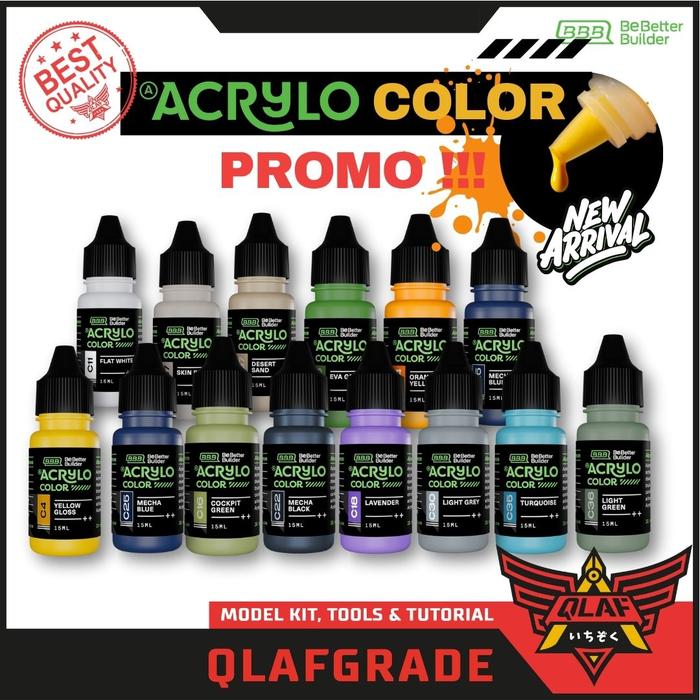 Gambar ACRYLO COLOR - CAT ACRYLIC akrilik gundam model kit handbrush airbrush  Kuas Metal Yellow Gold Pink Blue Green Red - COLOR TETES dari Wahkhilaf undefined Tokopedia