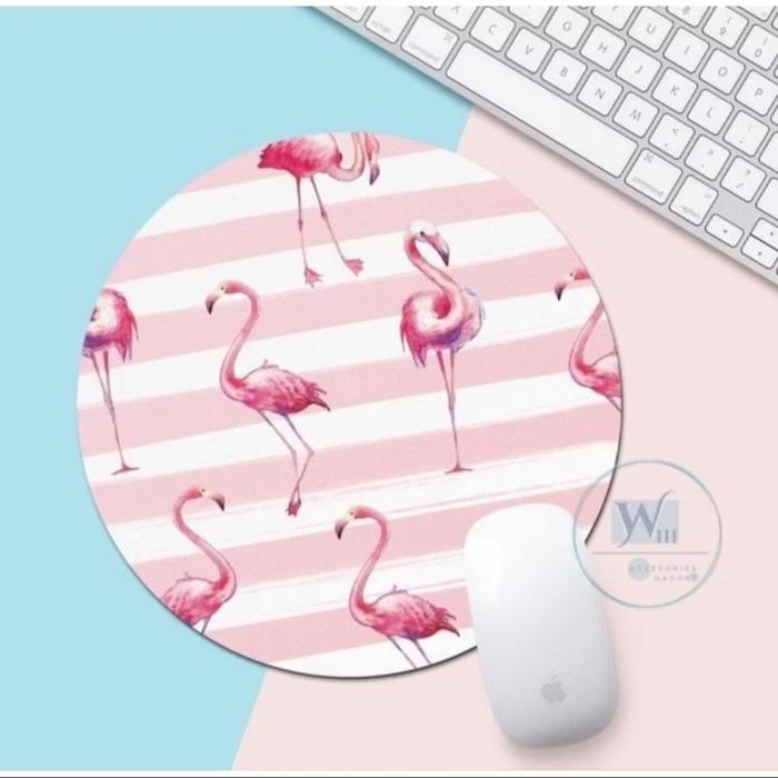 Gambar Mousepad kain kartun lucu karakter alas tatakan mouse pad murah bulat - Flamingo dari Click & Go Tokopedia undefined Tokopedia