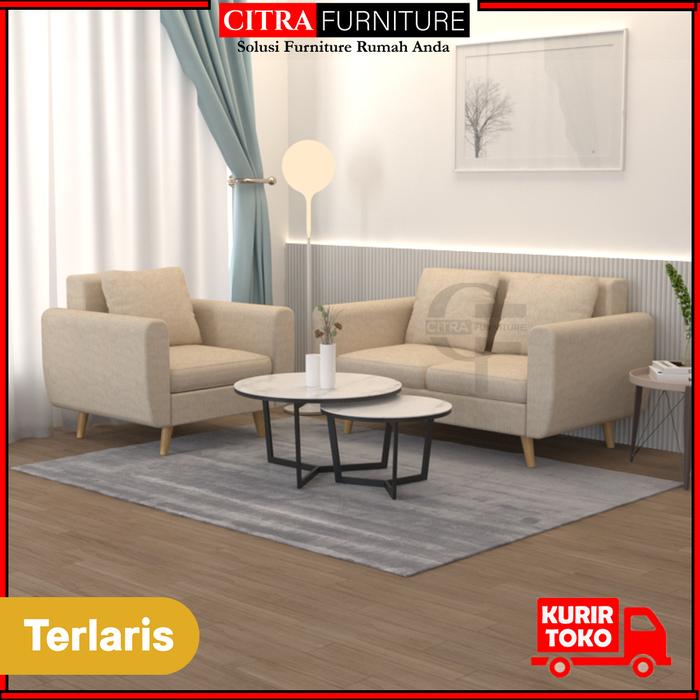 Gambar Sofa Minimalis 21 Dudukan Seater Retro|Scandinavian|Vintage|Mocca - Cream dari Citra furniture undefined Tokopedia