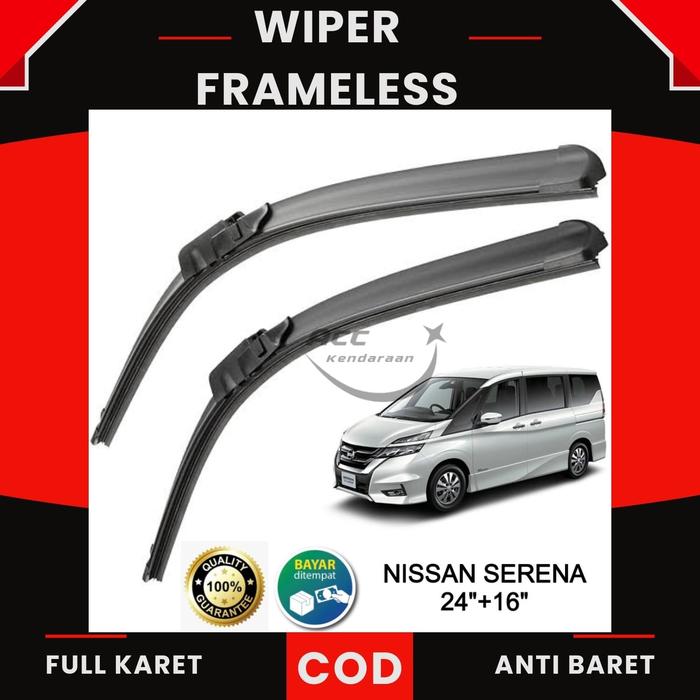 Gambar Wiper Frameless Nissan Serena 1 Set Kanan Kiri - Serena 24+16 dari ACC Kendaraan undefined Tokopedia