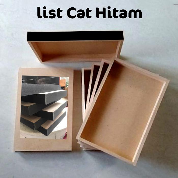 Gambar Frame Blok Kayu MDF / PitcBox / Bisa Custom Ukuran Pigura Fotoblok Decor Panjang Photo Block Dinding - List Cat Hitam, 15 x 21 Cm dari PapanKayuMDF undefined Tokopedia