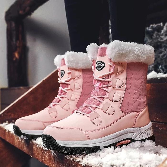Jual Sepatu Boots Winter Salju Ringan Anti Slip Pink Boots 38