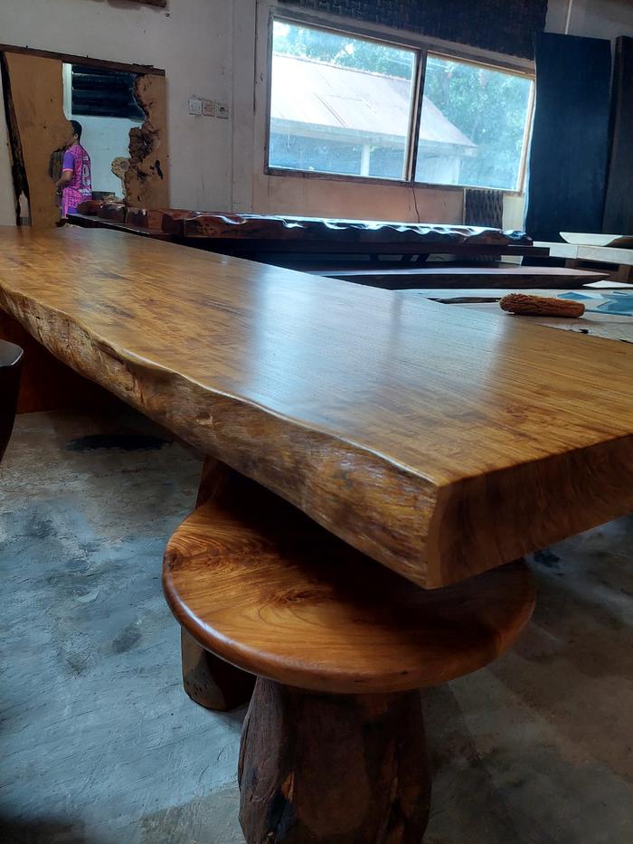 Gambar ARYA Set Meja Makan Kayu Jati Tebal Kontruksi Kuat Model Minimalis Klasik - Kayu Jati Solid dari Interior Jepara undefined Tokopedia