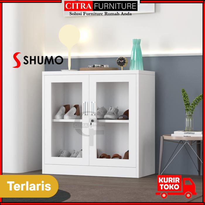 Gambar SHUMO Lemari Kabinet Rak Sepatu Besi Swing Kaca Minimalis | Shoes Cabinet Half - WHITE, DIRAKIT dari Citra furniture undefined Tokopedia