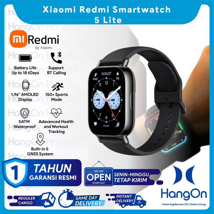 Gambar Xiaomi Redmi Watch 5 Lite 1,96'' Inch AMOLED Display BT Calling GPS GNSS System 5 ATM Waterproof - Black dari HangOn Official Store undefined Tokopedia