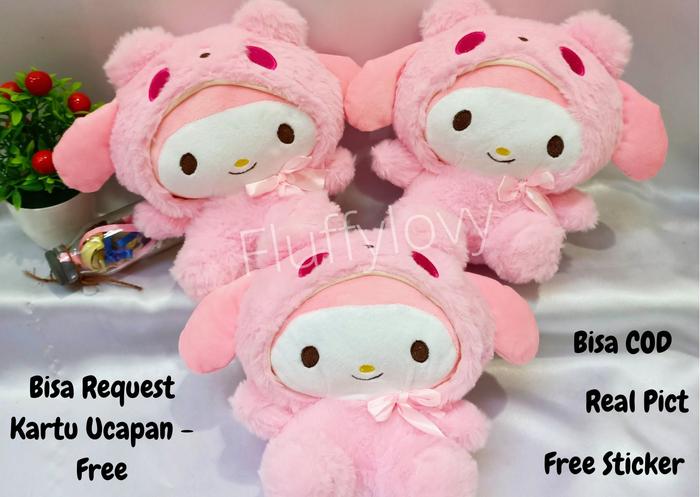 Gambar BONEKA CANTIK BABY SANRIO MY MELODY CINNAMOROLL KUROMI COSTUME PANDA LUCU IMUT BAHAN BULU HALUS PREMIUM - My Melody Pink dari Fluffylovy undefined Tokopedia