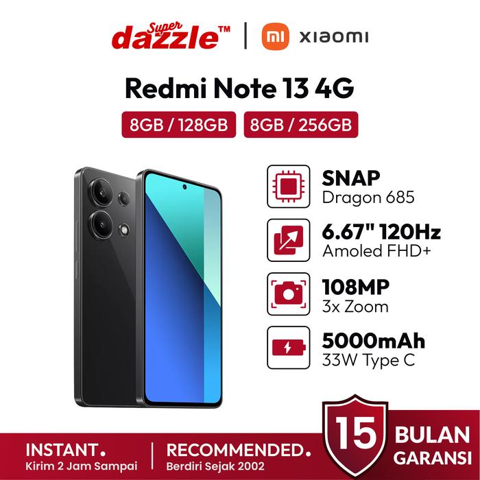 Gambar HP Xiaomi Redmi Note 13 4G LTE 8/256 8/128 GB Original Garansi Resmi 15 Bulan TAM Xiaomi Official Store Indonesia - promodazzle | handphone murah promo dazzle yogyakarta jogja termurah terlaris - Midnight Black, 8/256 dari DZL Official Store undefined Tokopedia