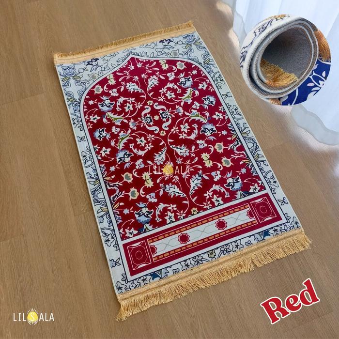 Gambar Sajadah Karpet Samira Turki Dewasa Rumbai Gold Premium Lembut Tebal Motif Muslim - Red, Lembaran dari Lilsala undefined Tokopedia