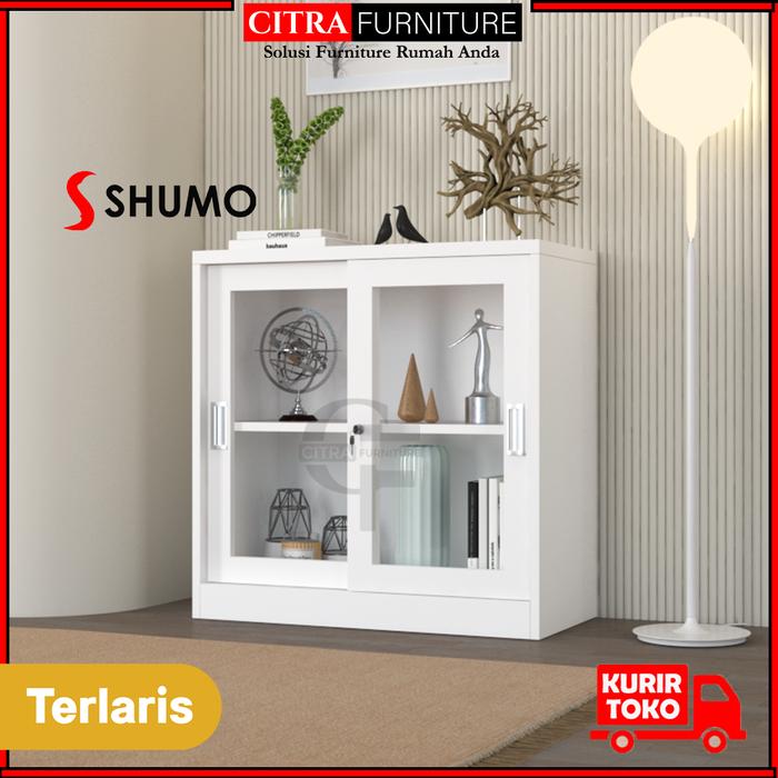 Gambar SHUMO Lemari Hias Pajangan Pendek  Kaca Action Figure | Rak Display Gundam Lego | Kabinet Besi Sliding Minimalis - WHITE, DIRAKIT dari Citra furniture undefined Tokopedia