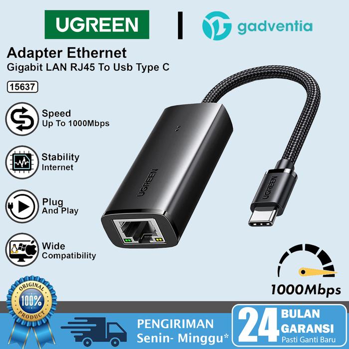 Gambar UGREEN USB Type-C To Lan RJ45 Ethernet Adapter 100Mbps - 1000Mbps For Windows Mac Os Laptop MacBook iPad Air Pro 15637 - UGREEN 15637 dari GADVENTIA undefined Tokopedia