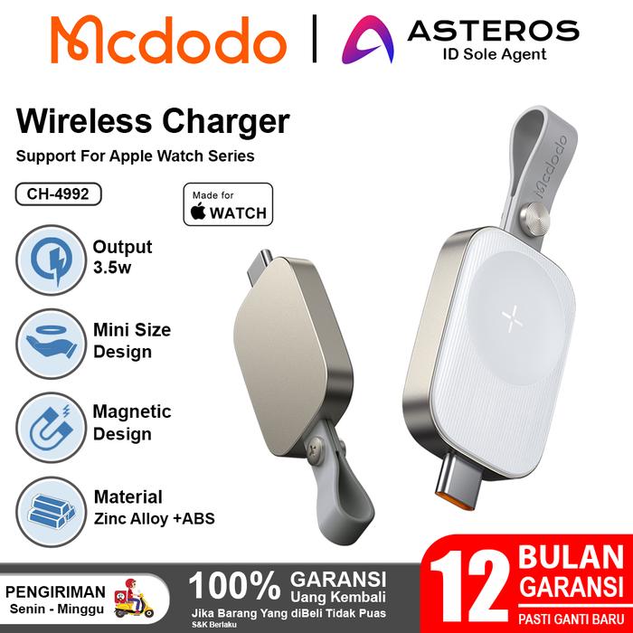 Gambar Charger Apple Watch MCDODO Portable Wireless Magnetic For Apple Watch - WHITE dari Mcdodo Official Indonesia undefined Tokopedia