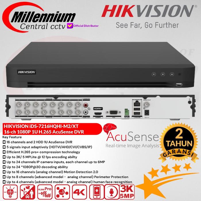 Gambar DVR HIKVISION 16CH iDS-7216HQHI-M2/XT TURBO ACUSENSE DVR SUPPORT 5MP H.265 - DVR SAJA dari Millennium Central CCTV Kota Administrasi Jakarta Barat Tokopedia