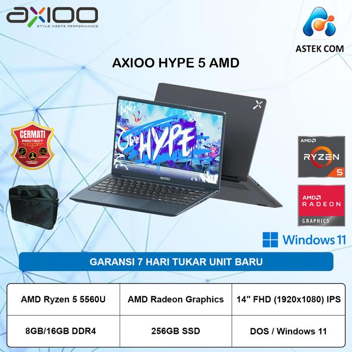 Gambar AXIOO Hype 5 AMD X5 Ryzen 5 5560 16GB 256GB 14.0 FHD IPS - NON BUNDLE, 8/256 DOS BLUE dari Astek Com undefined Tokopedia