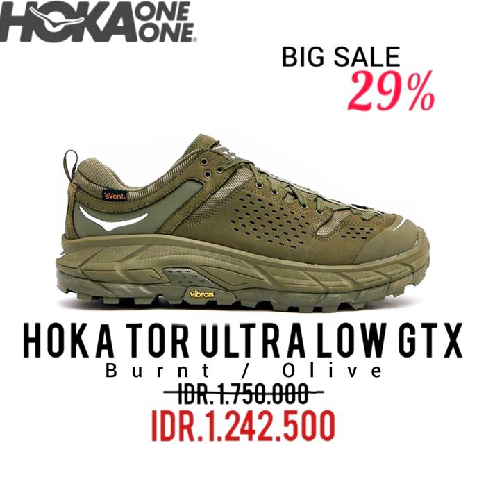 Jual HOKA TOR ULTRA LOW GTX BURNT OLIVE HIKING SHOES 100
