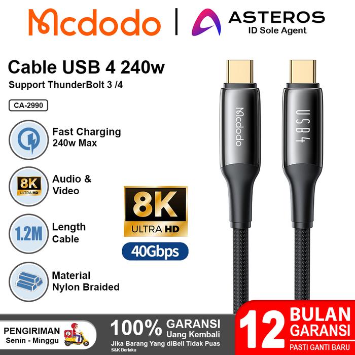 Gambar MCDODO Kabel Data iPhone 15 Pro Max PD C to C 240w Audio Video 8K HD - Kabel 1.2M dari Mcdodo Official Indonesia undefined Tokopedia