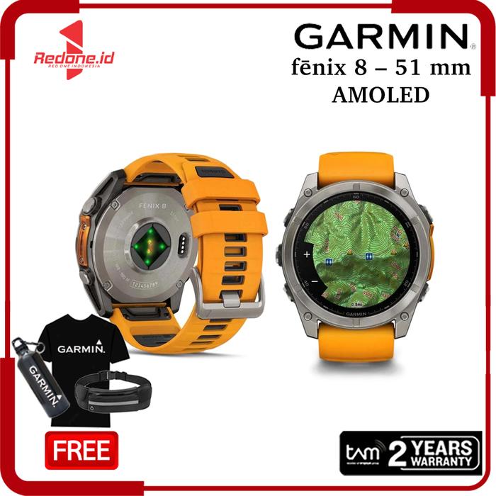 Gambar Garmin Fenix 8 Sapphire AMOLED 51mm - Garansi Resmi 2 tahun - Orange dari Redone indonesia undefined Tokopedia