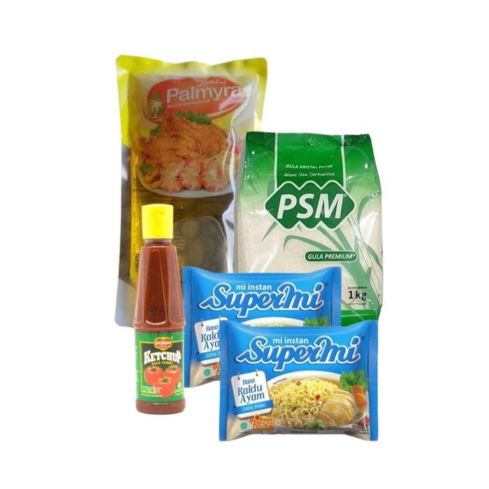 Gambar PALMYRA MINYAK GORENG 1L + PSM GULA 1KG + DELMONTE TOMAT PET 140ML + SUPERMIE KALDU AYAM 2bks dari TOKO BEN 23 undefined Tokopedia