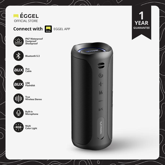 Gambar Eggel Terra 3 Plus + Waterproof Bluetooth Speaker with RGB Lights - Terra 3 Plus S dari EGGEL Audio undefined Tokopedia